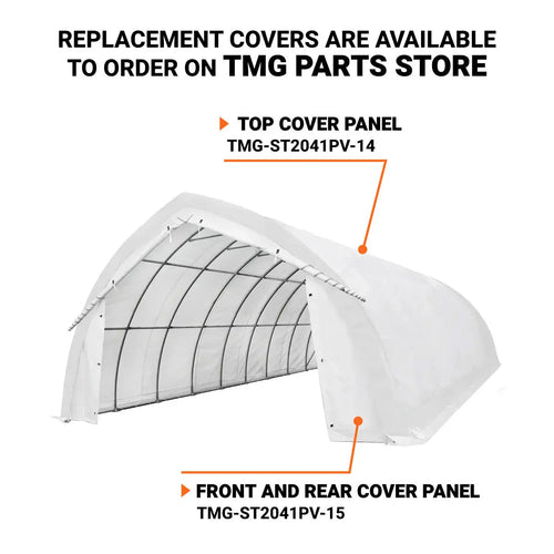 20' x 40' Arch Wall Peak Ceiling Storage Shelter with Heavy Duty 17 oz PVC Cover & Drive Through Doors, TMG-ST2041PV(Previously(ST2040PV)