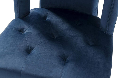 Navy Velvet Dining Side Chair Set With Nailhead Trim