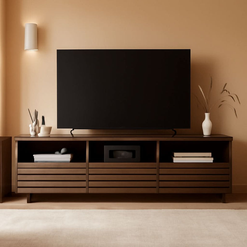 Walnut Hand crafted Tv Stand 50 To 60 Inch Storage Drawers