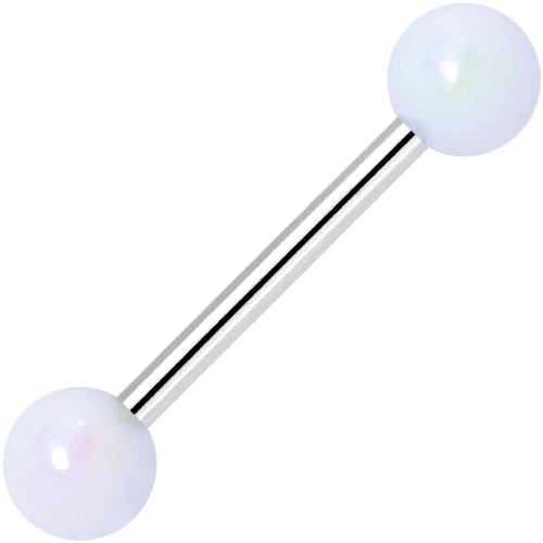 Winter White Pearlescent Acrylic Ball End Barbell Tongue Ring