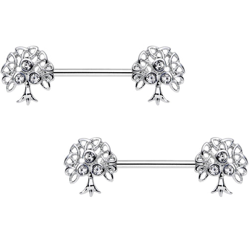 9/16 Clear Gem Trio Fruit Tree Barbell Nipple Ring Set