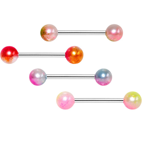 Multi Color Fun Fade Barbell Tongue Ring Set of 4