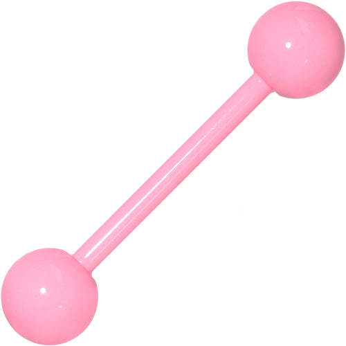 14G 5/8 Pink Acrylic Over Steel Tongue Ring