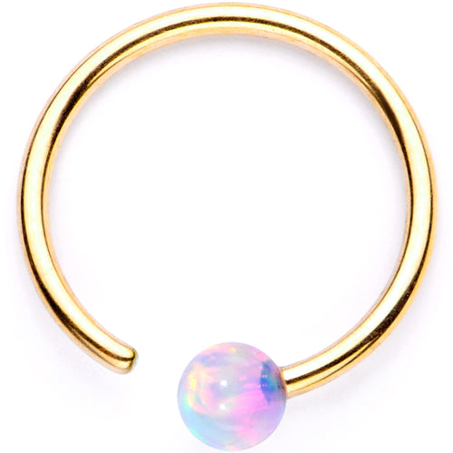 20G White Synthetic Opal Gold PVD Seamless Circular Ring