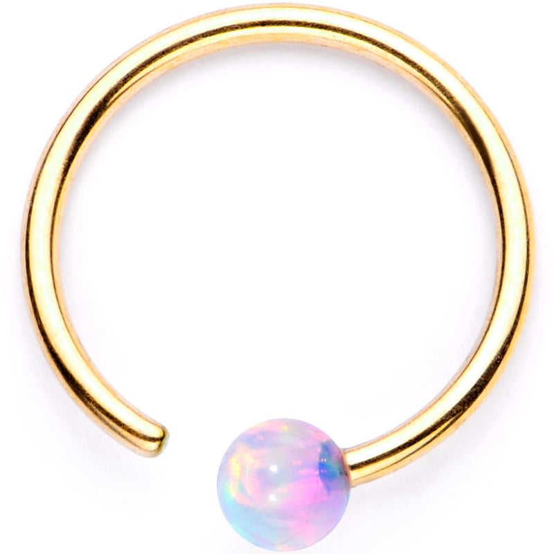 20G White Synthetic Opal Gold PVD Seamless Circular Ring