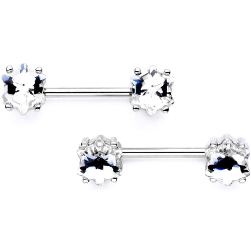 9/16 Clear Gem Supernova Barbell Nipple Ring Set