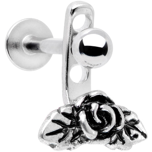 16G 3/8 Kissed Rose Flower Dangle Cartilage Tragus Helix Piercing