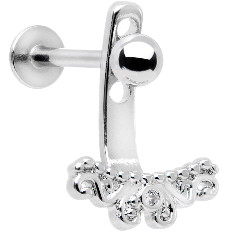 Clear Gem Victorian Swirl Dangle Cartilage Tragus Helix Piercing