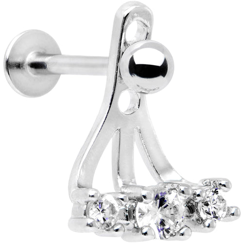 Clear Gem Triplet Fan Dangle Cartilage Tragus Helix Piercing