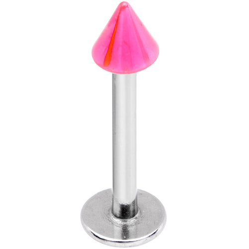 14G 3/8 Pink 3mm Cone Labret Monore