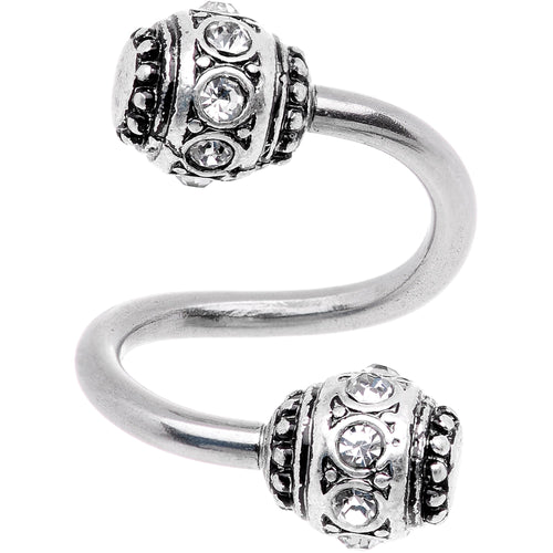 Clear CZ Gem Festival Season Spiral Twister Belly Ring