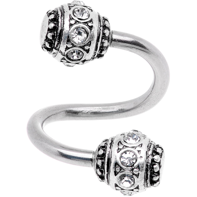 Clear CZ Gem Festival Season Spiral Twister Belly Ring