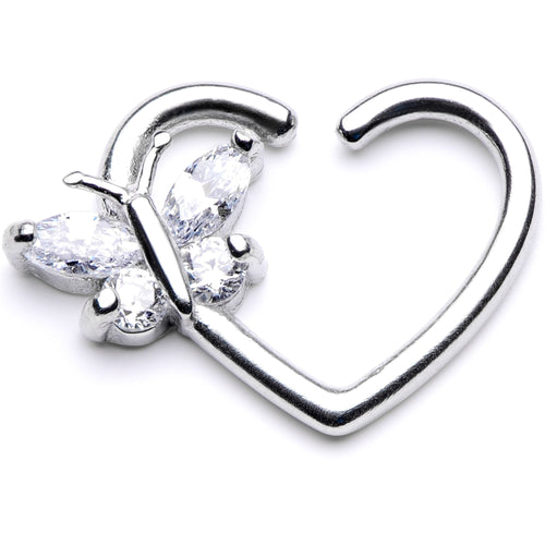 16G 3/8 Clear CZ Gem Summer Butterfly Right Heart Closure Ring
