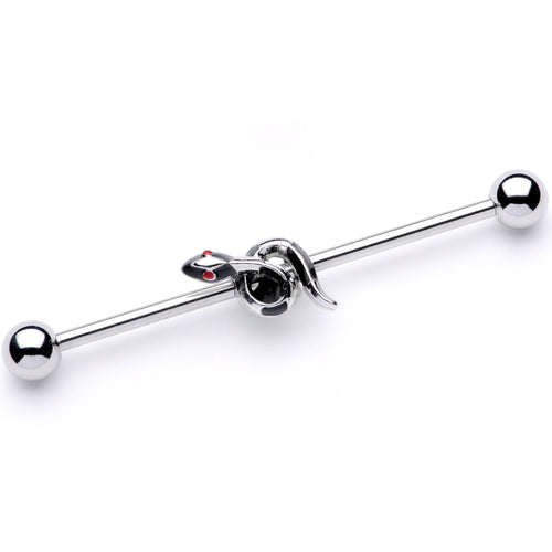 Red Gem Slither Snake Industrial Barbell 38mm