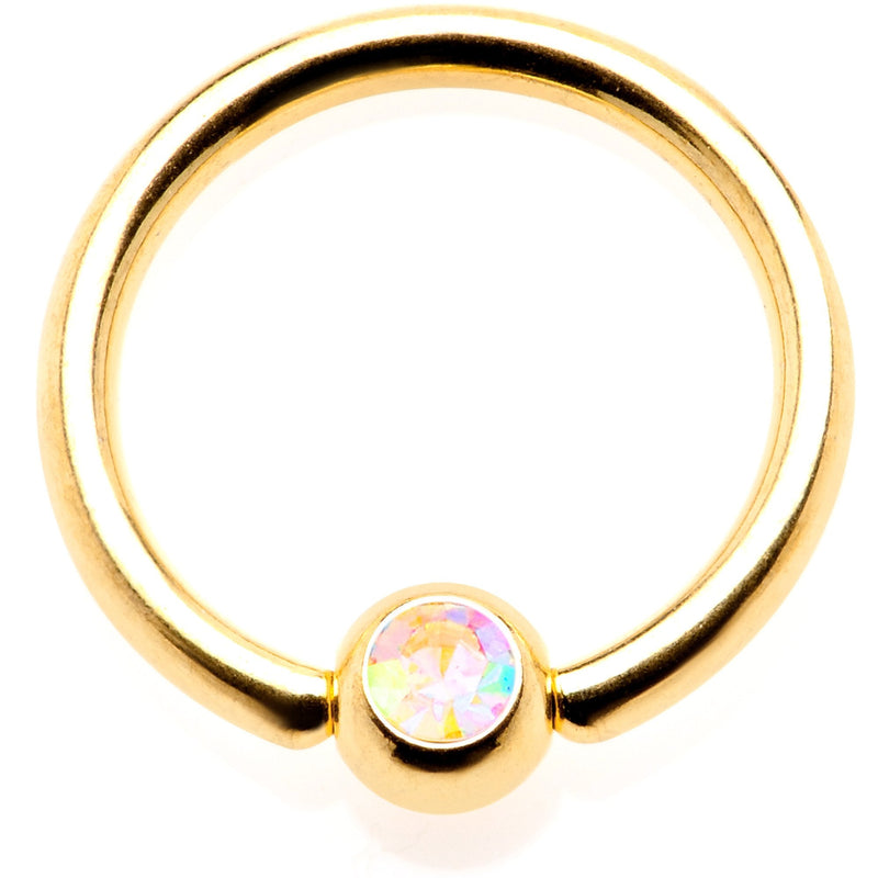 16G 5/16 Aurora Gem Gold Tone Anodized BCR Captive Ring