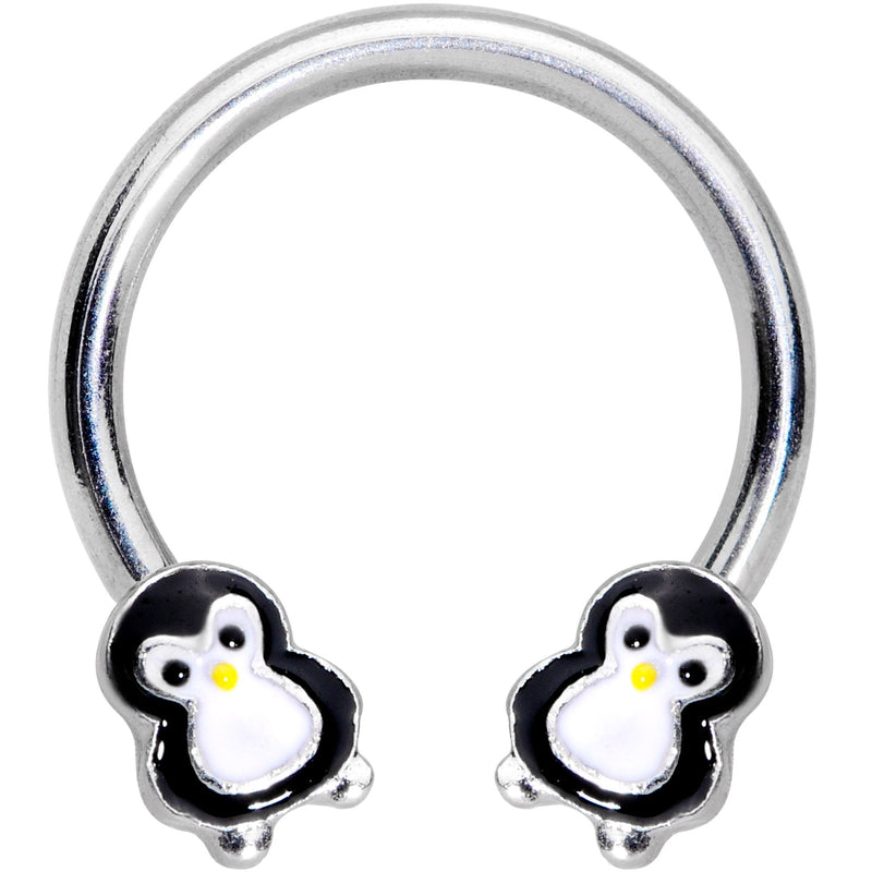 16G 3/8 Pudgy Penguin Horseshoe Curved Barbell