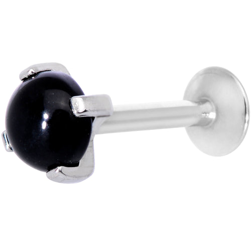 16G 5/16 Black Agate Internally Threaded Labret Monroe Tragus