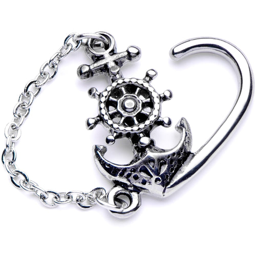 16G 3/8 Nautical Anchor Chain Dangle Right Heart Closure Ring