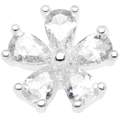 14G Clear CZ Gem Beautiful Bloom Dermal Anchor Top