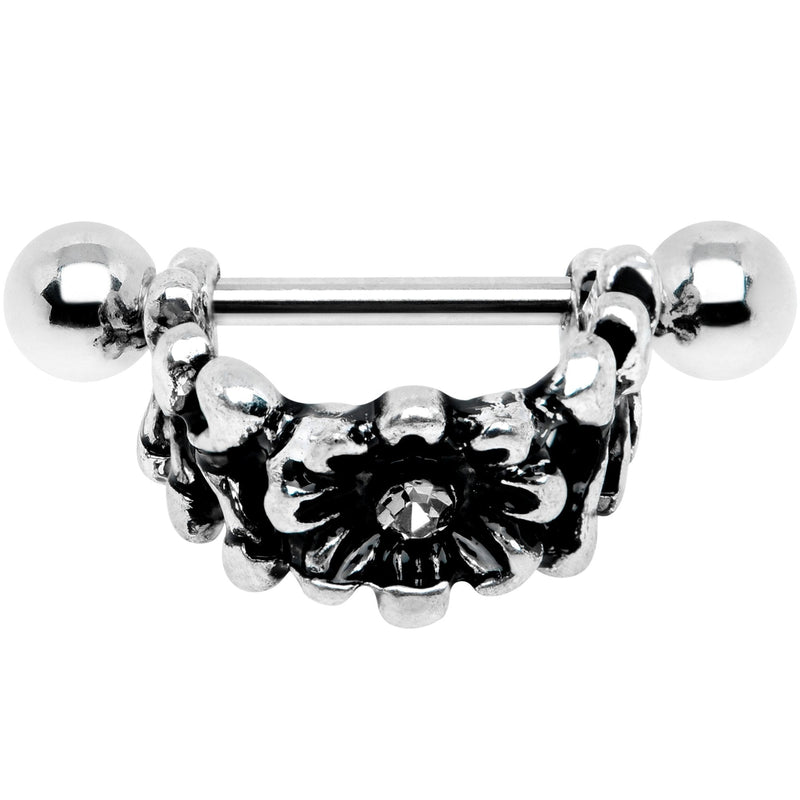 16G 3/8 Clear Gem Floral Wreath Cuff Cartilage Earring