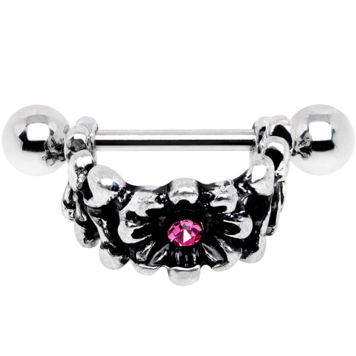 16G 3/8 Pink Gem Floral Wreath Cuff Cartilage Earring
