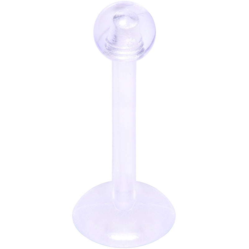 16G 3/8 Clear Flexible Bioplast Labret Monroe Tragus Retainer