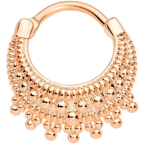 16G 3/8 Rose Gold Tone Debutante Fashion Hinged Septum Ring