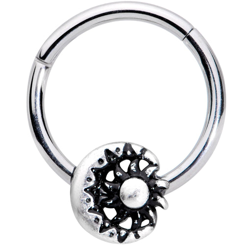 16G 3/8 Moon Cradling the Sun Hinged Segment Ring