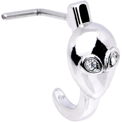 20G Clear Gem Alien Invader Faux Hoop L Shaped Nose Ring
