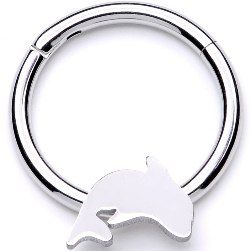 16G 3/8 Leaping Dolphin Hinged Segment Ring
