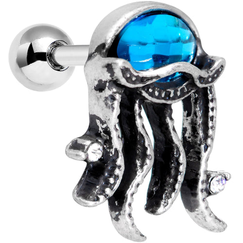 16G 1/4 Aqua Gem Jaunty Jellyfish Cartilage Tragus Earring