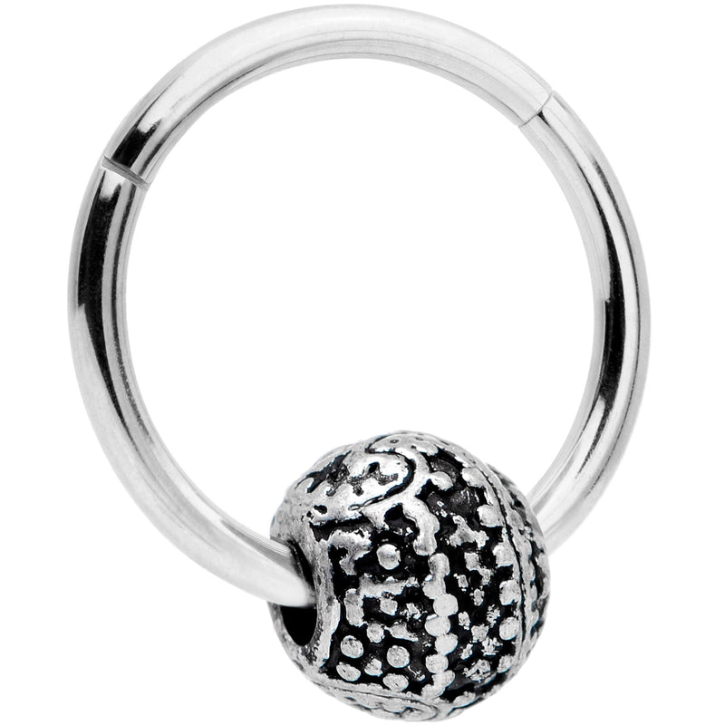 16G 3/8 Tiny Texture Pattern Bead Hinged Segment Ring
