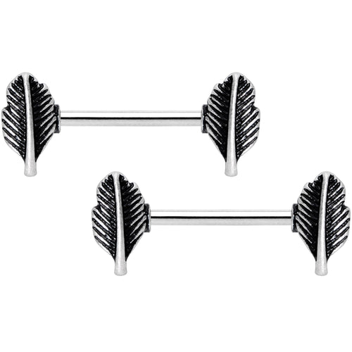 14G 9/16 Southwestern Feathers Barbell Nipple Ring Set