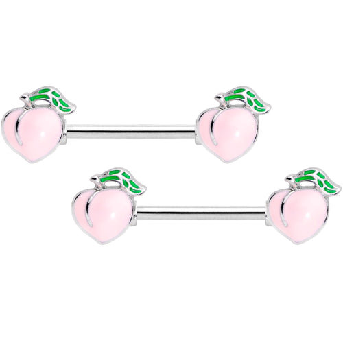 14G 9/16 Sweet Sweet Peach Barbell Nipple Ring Set