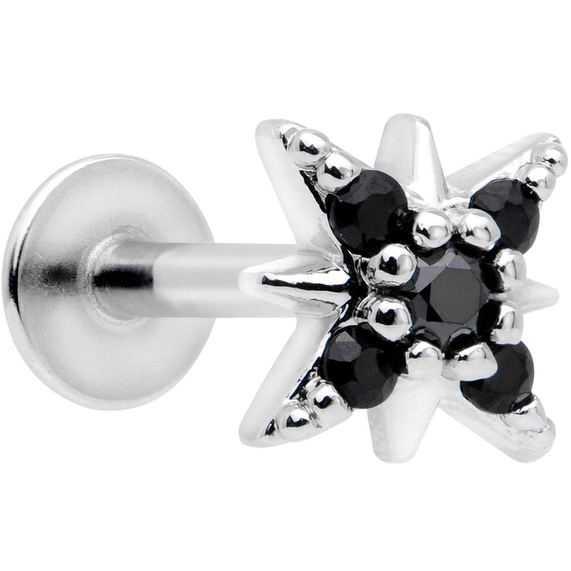 16G 5/16 Black Gem Compass Star Labret Monroe Tragus