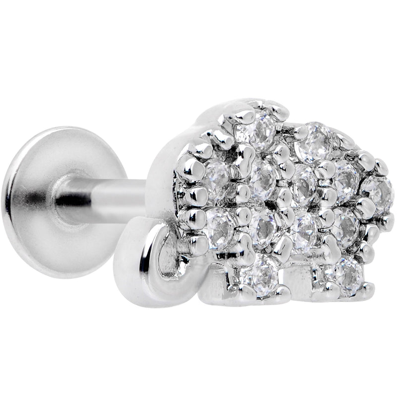 16G 5/16 Clear CZ Gem Lucky Elephant Labret Moroe Tragus