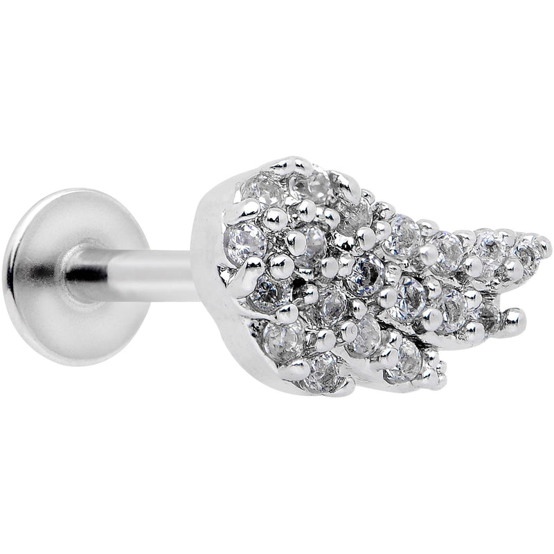 16G 5/16 Clear CZ Gem Angels Wing Labret Monroe Tragus