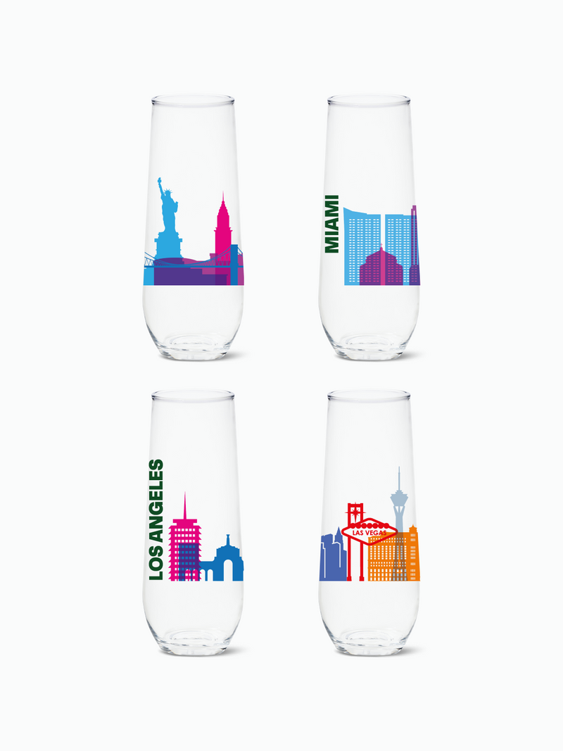 American Skylines - RESERVE 9oz Stemless Champagne Tritan™ Copolyester Glass
