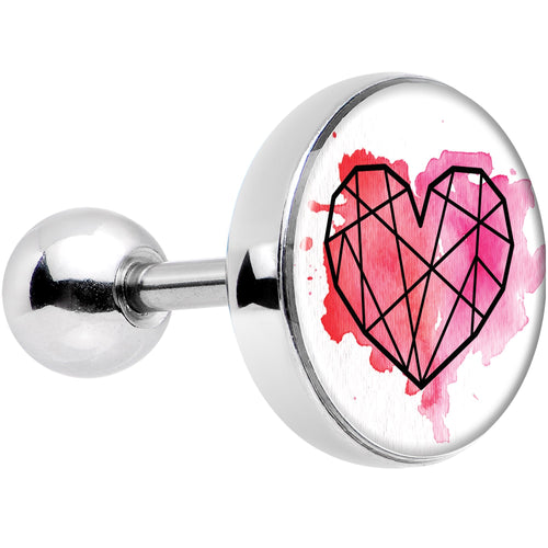 16G 1/4 Watercolor Geometric Heart Tragus Cartilage Earring