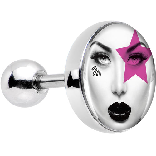16G 1/4 Pretty Pink Model Super Star Tragus Cartilage Earring