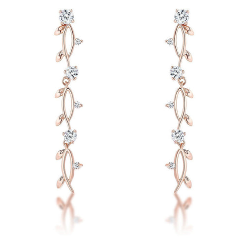 1.1Ct Vine Design Rose Gold Plated Earrings