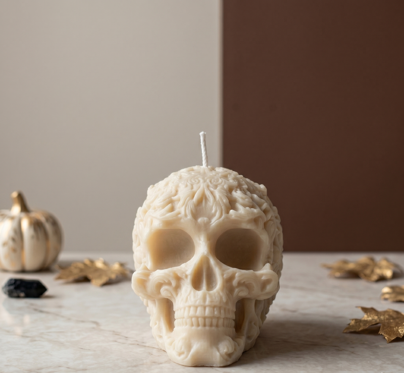 Floral Skull Candle | Gothic Soy Wax