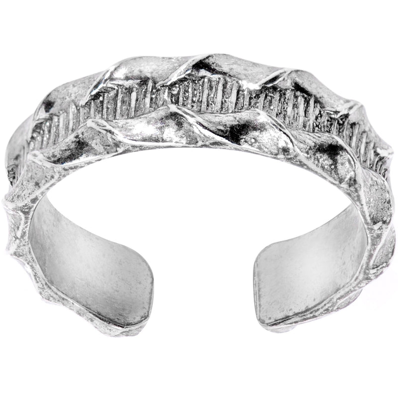 Handcrafted 925 Sterling Silver Rippled Pattern Toe Ring