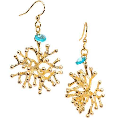 Handmade Sea Coral Fishhook Earrings Created with Crystals