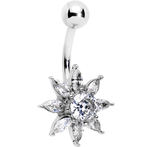 Clear Gem Flourishing Flower Belly Ring