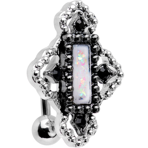 White Gem Confetti Party Pendant Top Mount Belly Ring