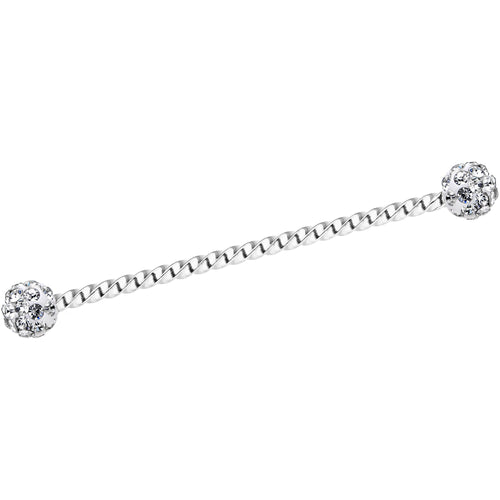 Clear Gem Cluster Seriously Twisted Industrial Barbell Earring 38mm