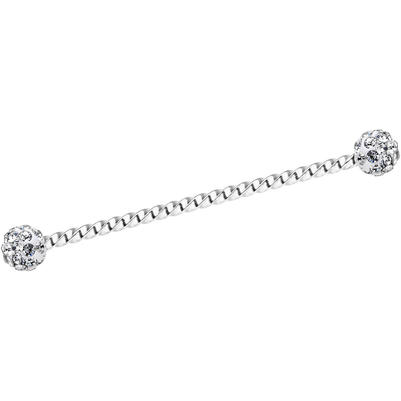 Clear Gem Cluster Seriously Twisted Industrial Barbell Earring 38mm