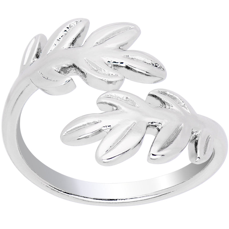 Rhodium Plated Budding Leaves Toe Ring