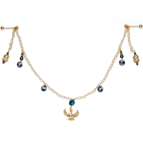 Egyptian Goddess Dangle Nipple Chain Created with Crystals